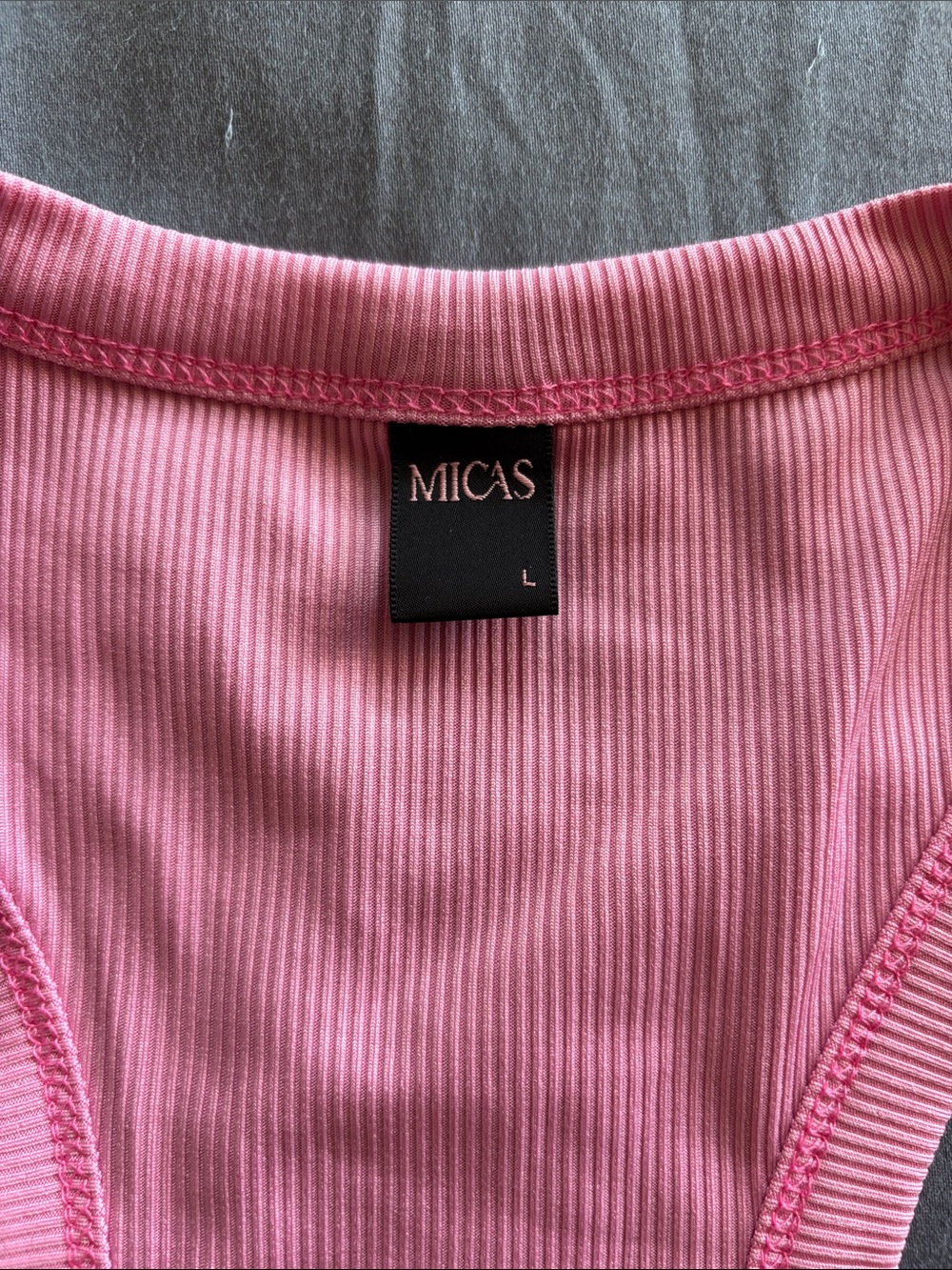 Ribbed Pink Racerback Tank Top - Picture 2 of 2